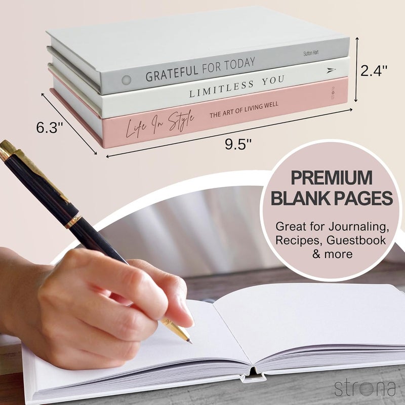 STRONA Pink and Gray Decorative Books for Home Decor - Faux Books for Living Room Decoration, Pink Decor Books for Coffee Table or Shelves, Fake Books for Decoration, Stacked Books Decor - Image 4